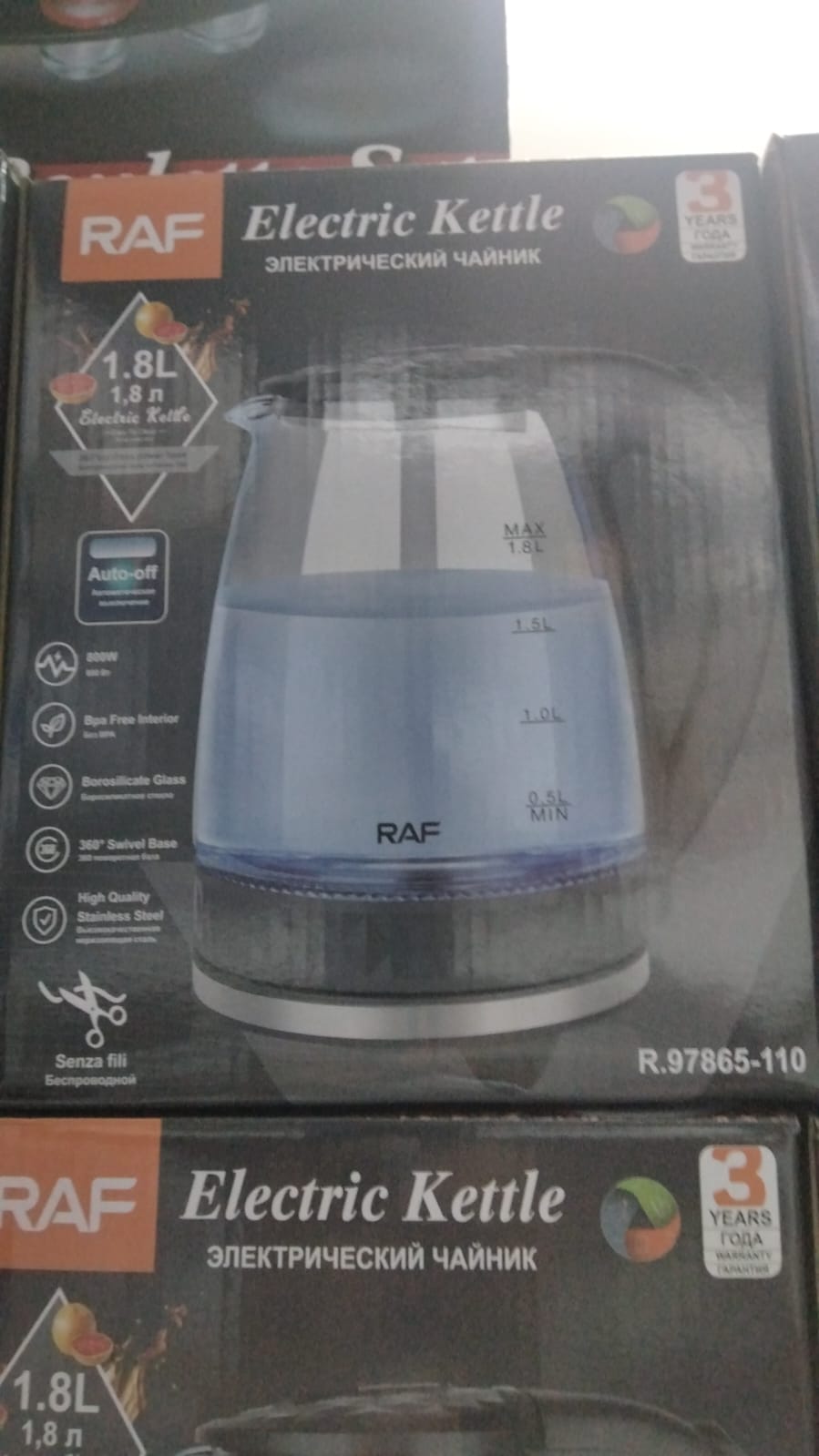 Hervidora electrica de agua Raf vaso de vidrio