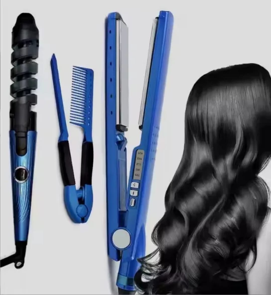 Kit plancha fina + rizador + peine