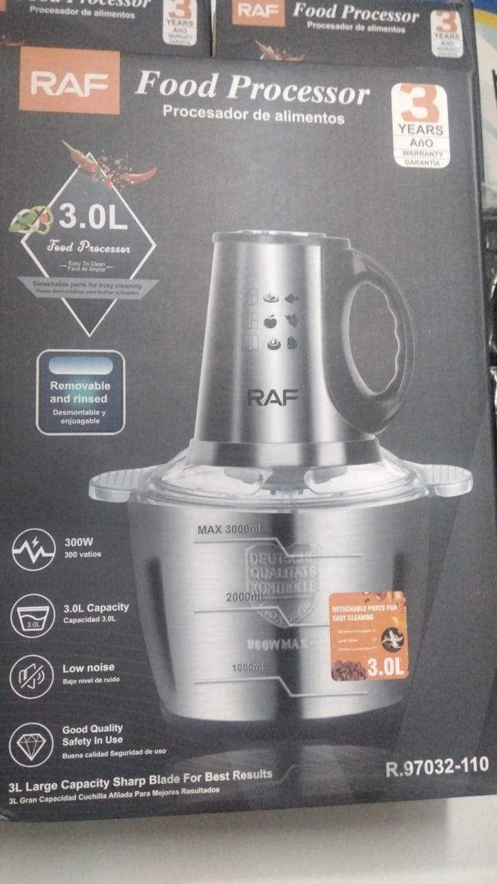 Procesador de alimentos con  vaso de acero inoxidable 3 litros