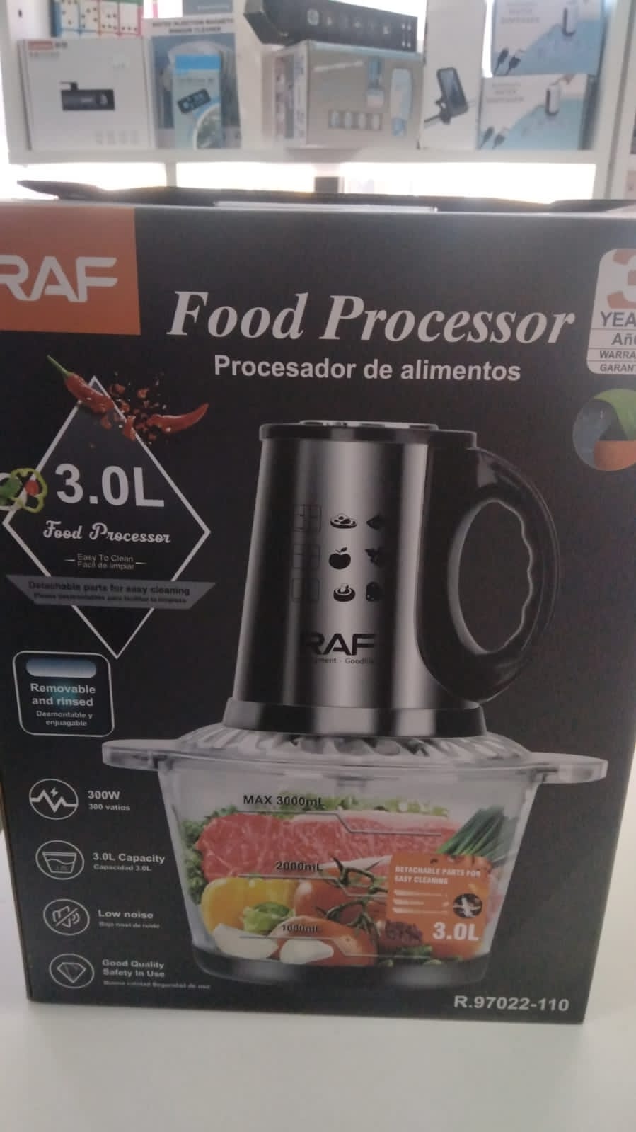 Procesador  de alimentos de 3 litros vaso de vidrio