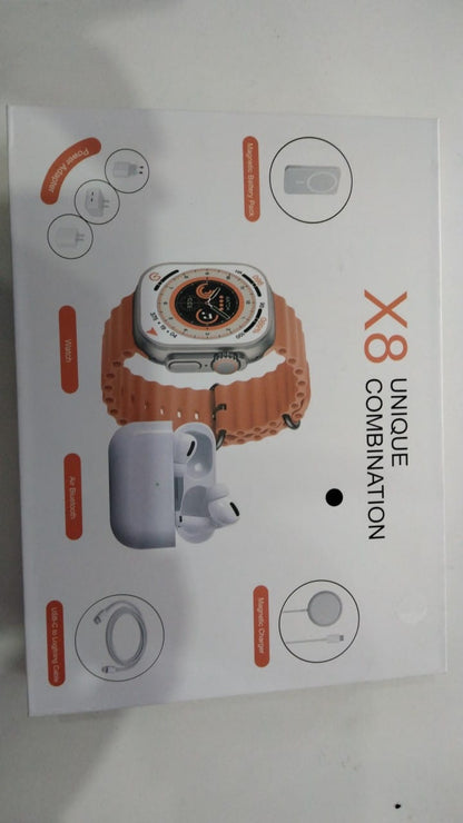 Reloj+ audífonos + cargador X8