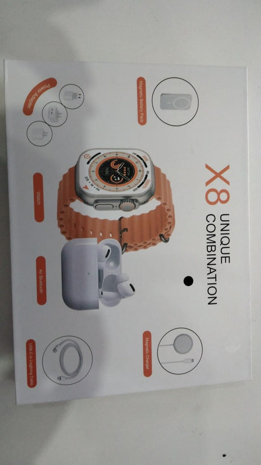 Reloj+ audífonos + cargador X8